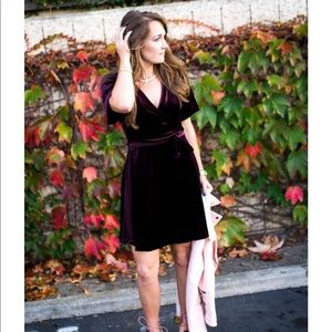 ASOS Dark Burgundy Velvet wrap dress